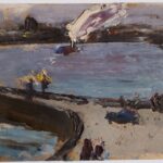 Г.Н. Траугот. Вид на Биржевой мост. 1940-е. Бумага, масло