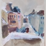 Вера Павловна Янова. Вид из окна. Большая Пушкарская. 1939. Бум., акварель