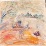 Вера Павловна Янова. Лодки на Малой Невке. 1960-е. Бум., акварель