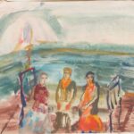 Вера Павловна Янова. Хор Стерлиговых. Конец 1940-х – начало 1950-х. Бум., акварель