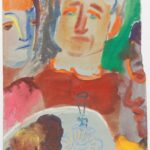 Вера Павловна Янова. Стерлиговы за столом. 1950-1960-е. Бум., акварель