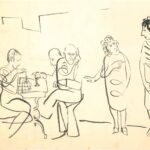 За игрой. 1970-е. Бумага, тушь