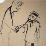 Михаил Войцеховский и чиновник. 1960-е. Бумага, акварель